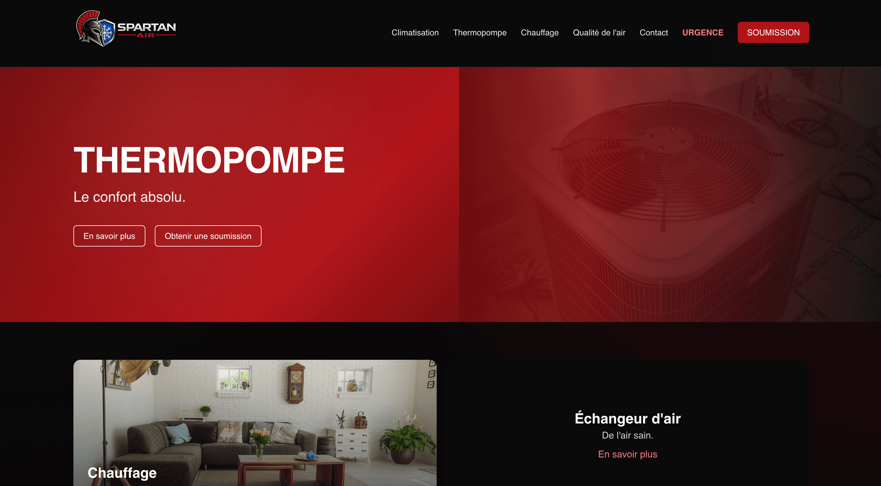Page d’accueil du site de Spartan Air